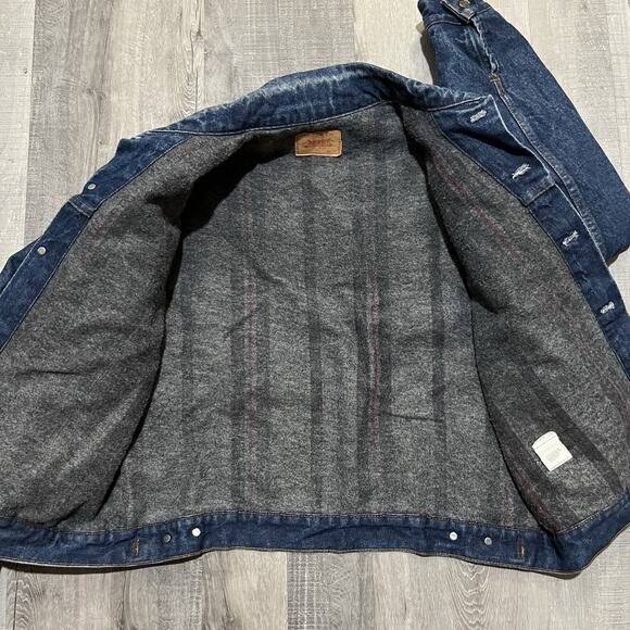 VTG Levis Trucker Jacket 70506-0317 Dark Wash Blanket Lined 1980s Men's Size 46 - Picture 3 of 7